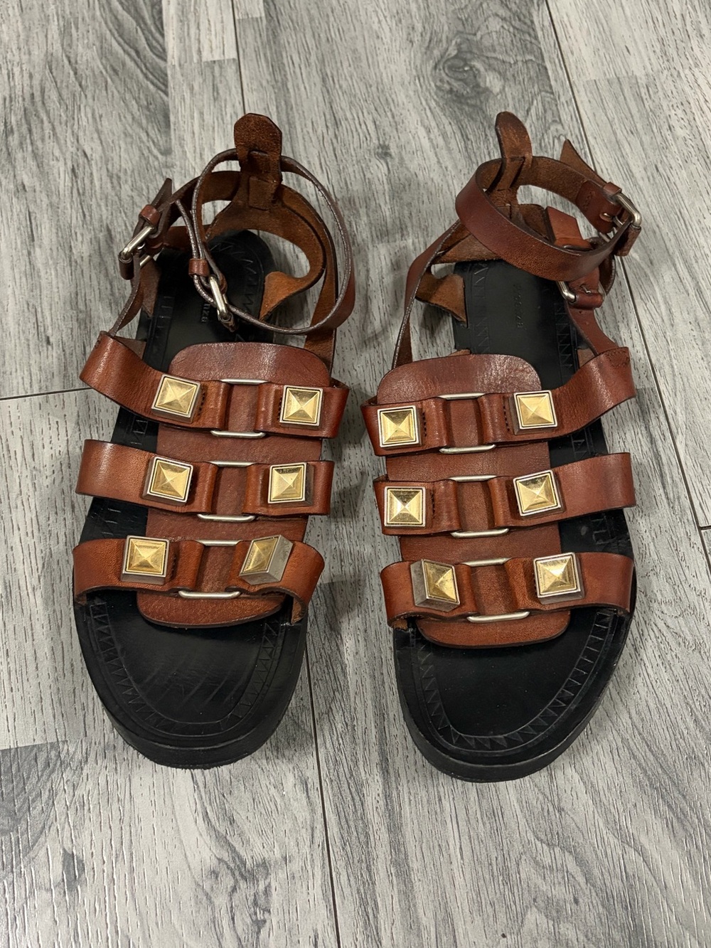 Proenza Schouler Brown Leather Strappy Sandals